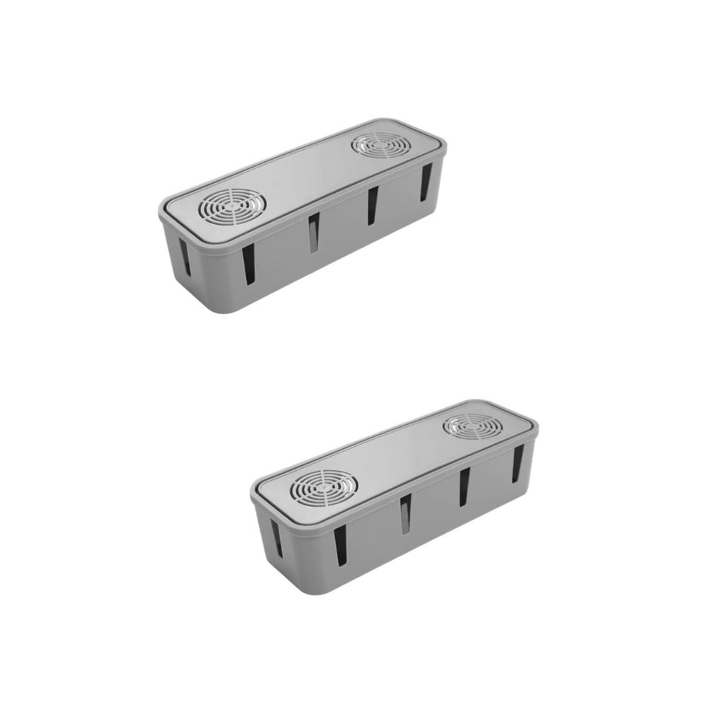 Angoily 2pcs Grey Socket Organizer Box for Desk and Home Storage Space-Saving Design for and Data Cables