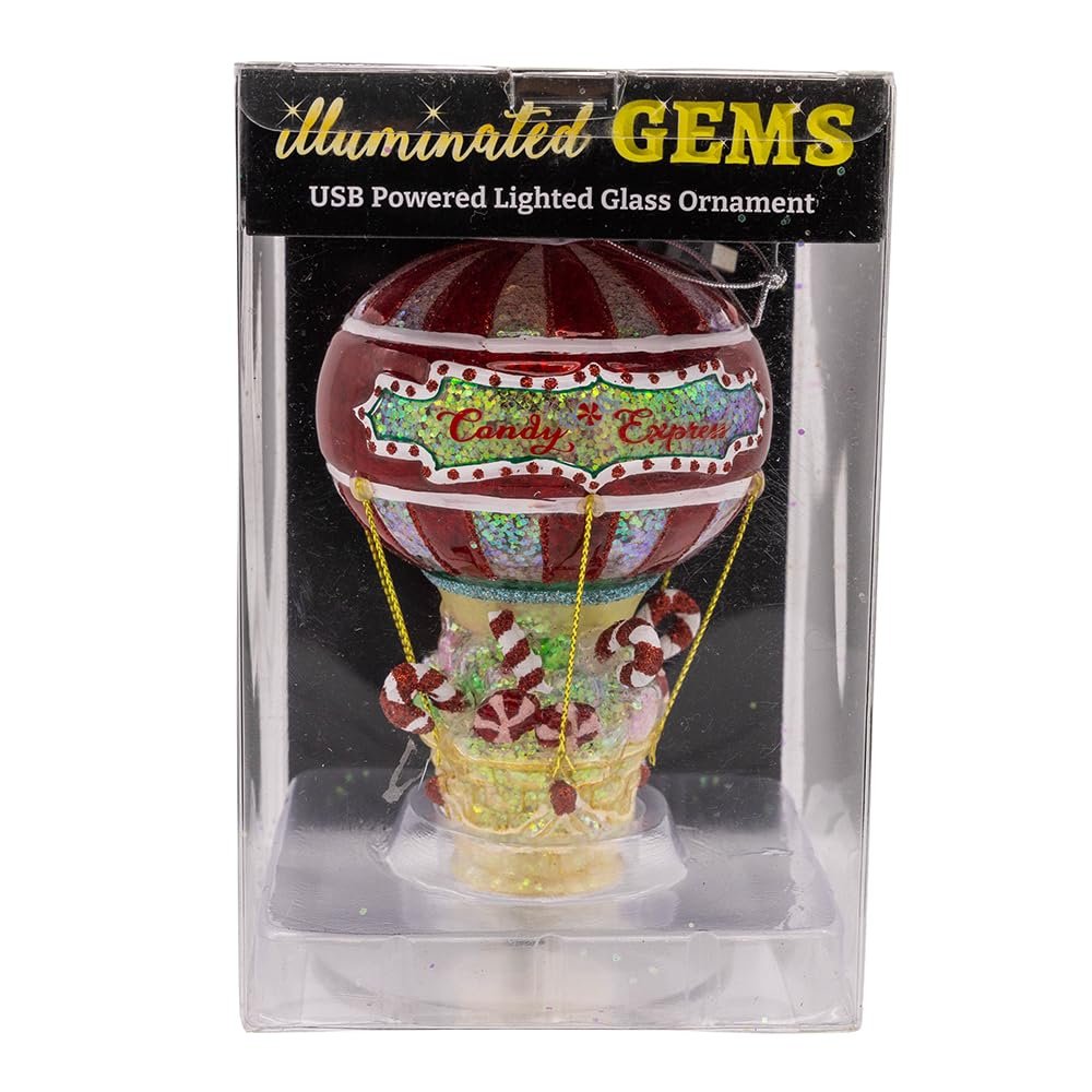 Kurt S. Adler Kurt Adler 4.75-inch Glass USB Warm White LED Fairy Light Candy Cane Ornament