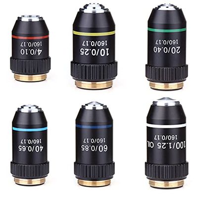 195 Achromatic Objective Black 4X 10X 20X 40X 60 X 100 Optical Microscope Lens RMS Objective 20.2mm Objective Parts (Color : 20X with Spring)