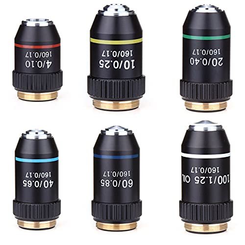 195 Achromatic Objective Black 4X 10X 20X 40X 60 X 100 Optical Microscope Lens RMS Objective 20.2mm Objective Parts (Color : 20X with Spring)