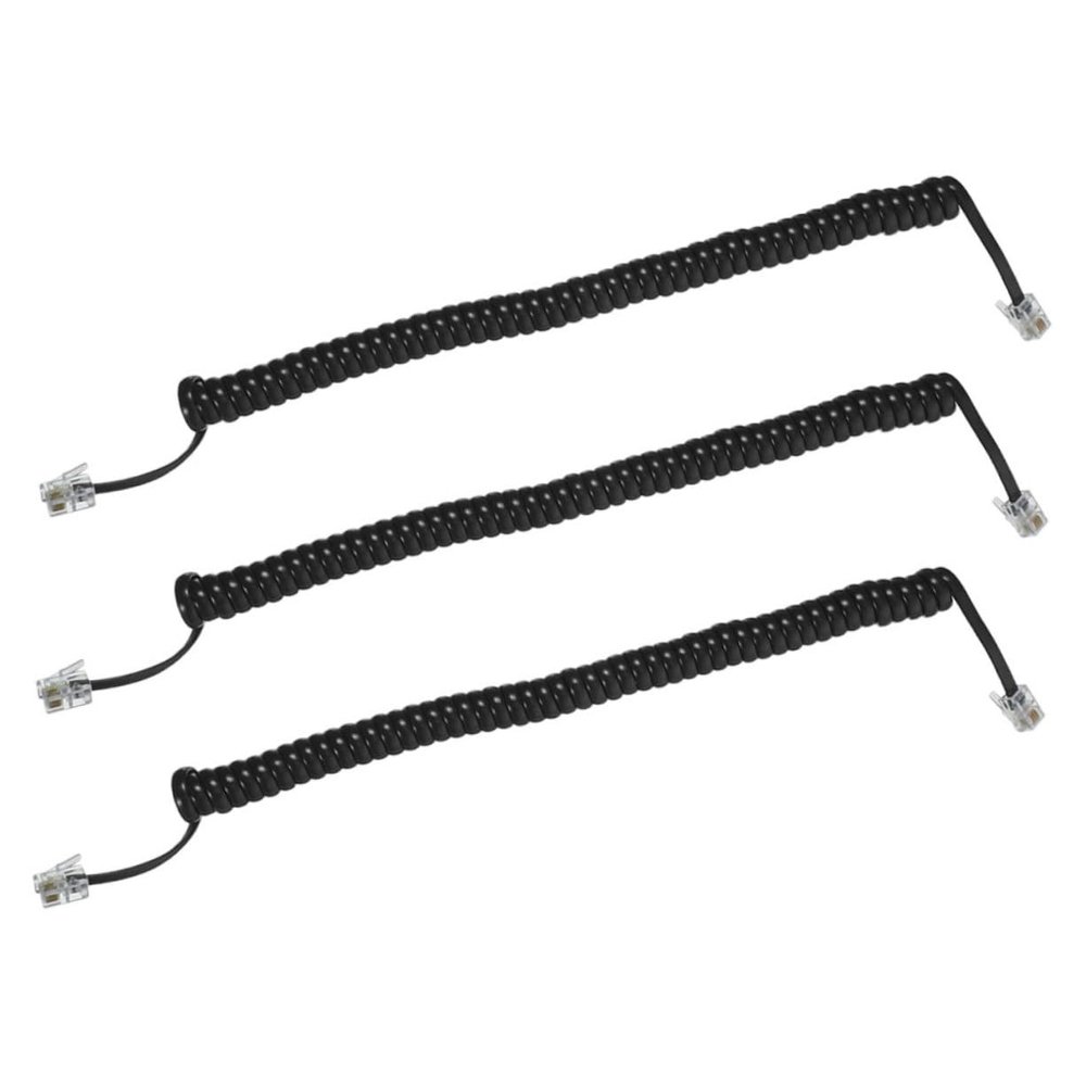 DOITOOL 3pcs Coiled Telephone Cords Durable Landline Phone Cable Easy Installation Telephone Wire with Stable Signal Transmission for Use