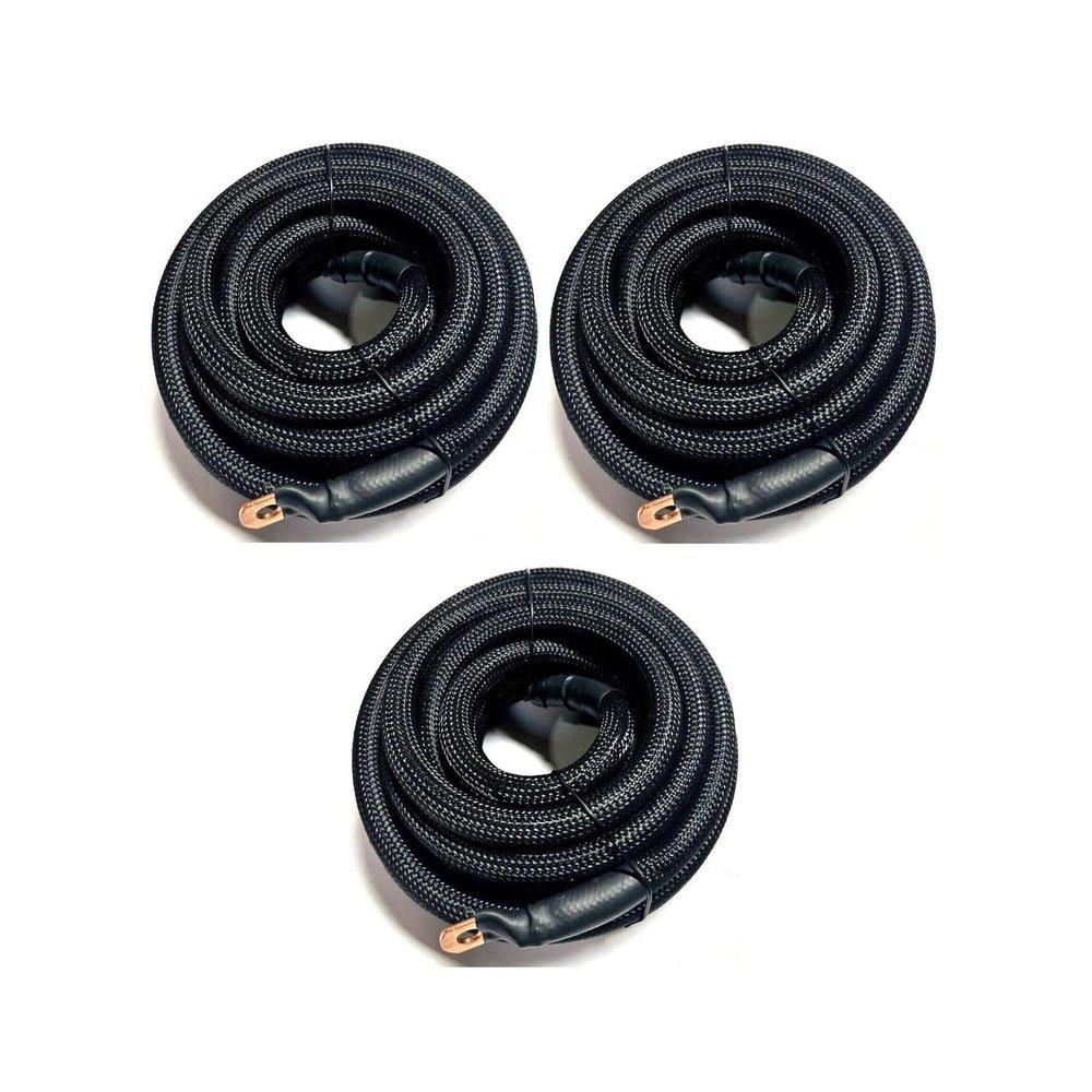 225FWY Big 3 Upgraded Custom Color 1/0/4 AWG Gauge Copper Snakeskin Braided Sleeving Cable Alternator Wire (Black, 4 ga.)