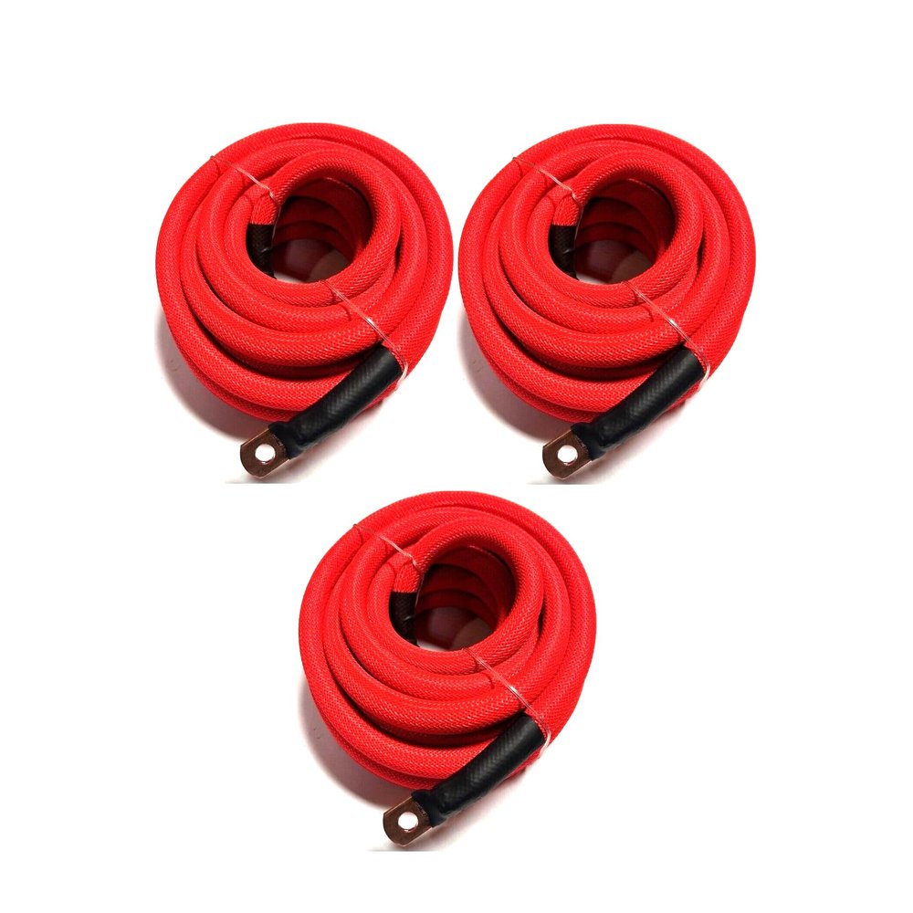 Big 3 Upgraded RED 4 AWG Gauge Copper Snakeskin Braided Sleeving Cable Alternator Wire