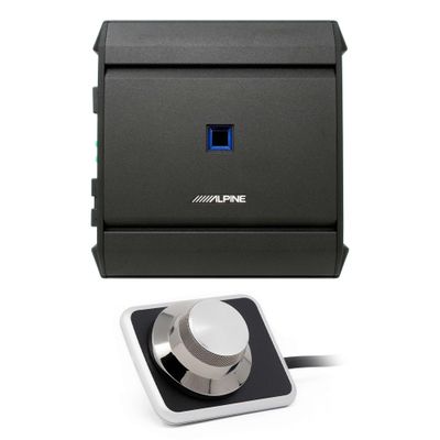 Alpine S-A60M S-Series Mono subwoofer Amplifier 600 watts RMS x 1 at 2 ohms with RUX-H01 Bass Knob