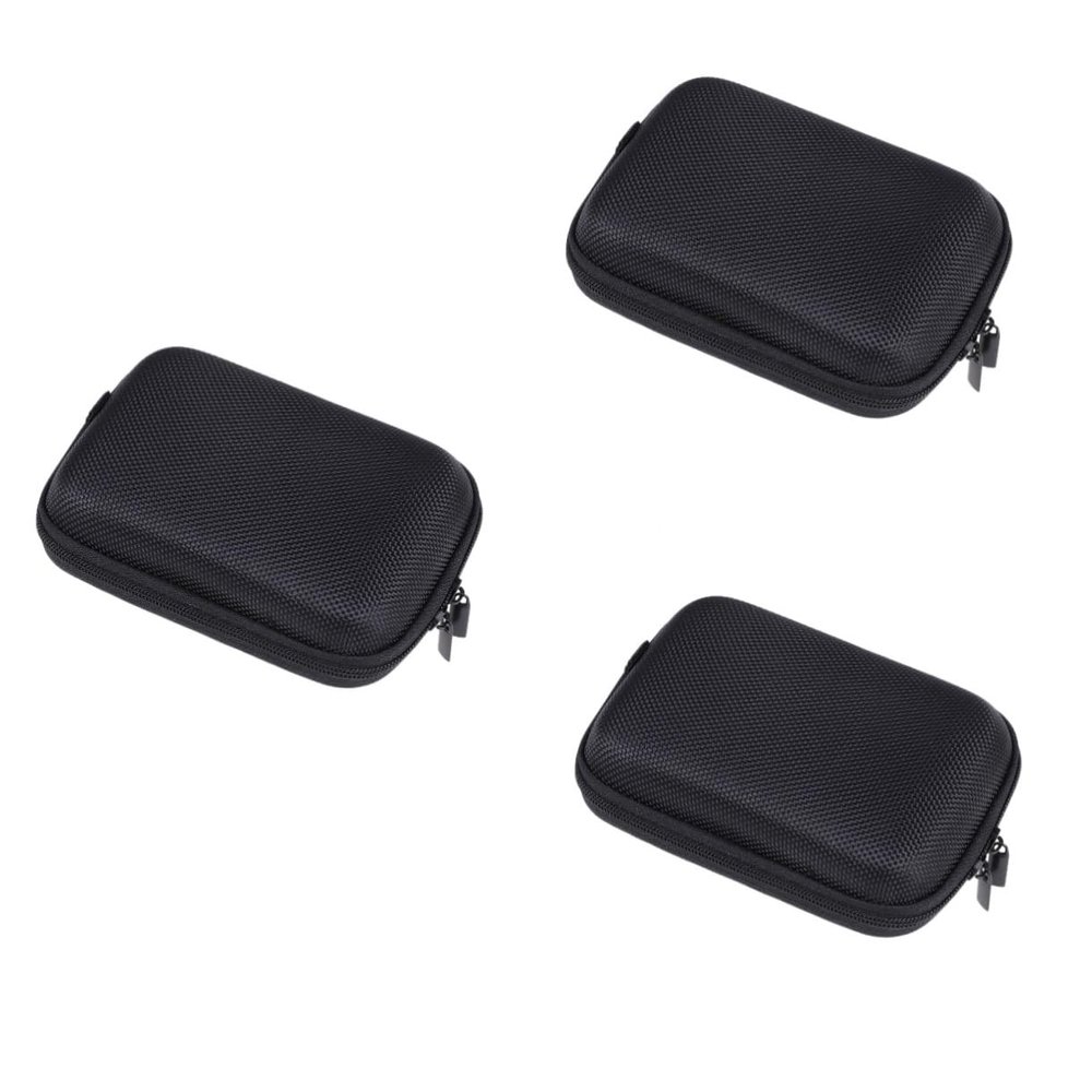 Uonlytech 3pcs Mobile Power Storage Box for Data Cable and Charger Shockproof Hard Disk Organizer Bag Pressure Case for Earbuds and Accessories Black