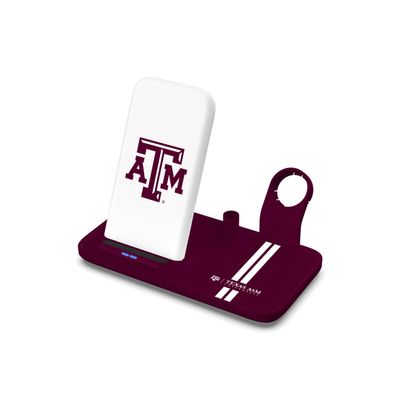 SOAR NCAA 4-in-1 Wireless Charging Docking Station: Fast Charge for iPhone, Apple Watch, Air Pods & Apple Pencil, Texas A&M Aggies