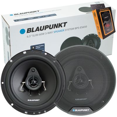 BLAUPUNKT BPS-ES650 6.5" 3-Way Slim Car Speaker 120W with Grilles Sound, Space-Saving Design, Durable  Pair Bundle with Gravity Magnet Phone Holder