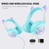Cat Ear Bluetooth Headphones for Kids & Adults, RGB Light, Bluetooth 5.3 Wireless Foldable & Wired Multi-Function Over Ear Headphones with Mic and Volume Control for iPhone/iPad/Laptop/PC (pink) view 4