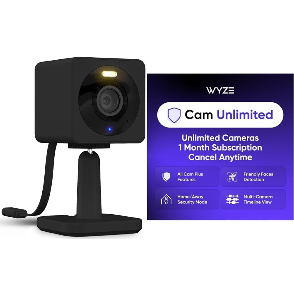 WYZE OG Black 2-pack with Wyze Cam Unlimited Monthly, covers Unlimited Wyze cameras, Auto-Renews at $9.99/month, Activation Required, Cancel Anytime