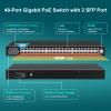 48-Port Gigabit PoE Switch Unmanaged with 2X 1000Mbps Uplink SFP Port, VIMIN 50-Port PoE Ethernet Switch Support IEEE802.3af/at, 400W Power, 100Gbps Switch CapacityPlug and Play, Rack-Mount view 3