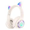 Cat Ear Bluetooth Headphones for Kids & Adults, RGB Light, Bluetooth 5.3 Wireless Foldable & Wired Multi-Function Over Ear Headphones with Mic and Volume Control for iPhone/iPad/Laptop/PC (white) view 1