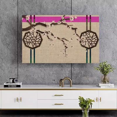ABANO Chinese Style TV Cover Dust Proof TV Screen Protector for LCD LED - with tv Remote Control Cover, Indoor Bedroom Living Room Decoration Television Dust Cover, 37''