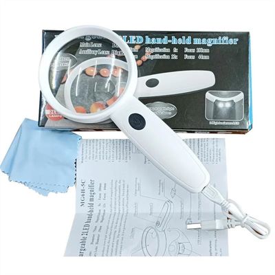 ZTBH Microscope Accessories Kit 5X 12X USB Handheld Illuminated Reading Magnifier Optical Magnifying Glass with LED Lights Microscope Slides