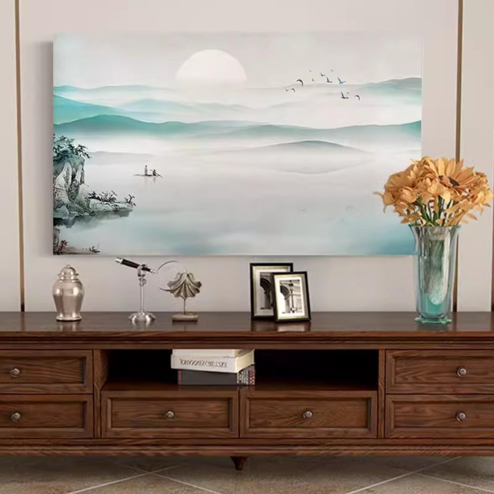 ABANO Universal 19-65in Indoor TV Dust Cover Indoor Art Cloth Liquid Crystal Display Protective Case Dustproof TV Screen Protector Bedroom Living Room Decoration, 55''