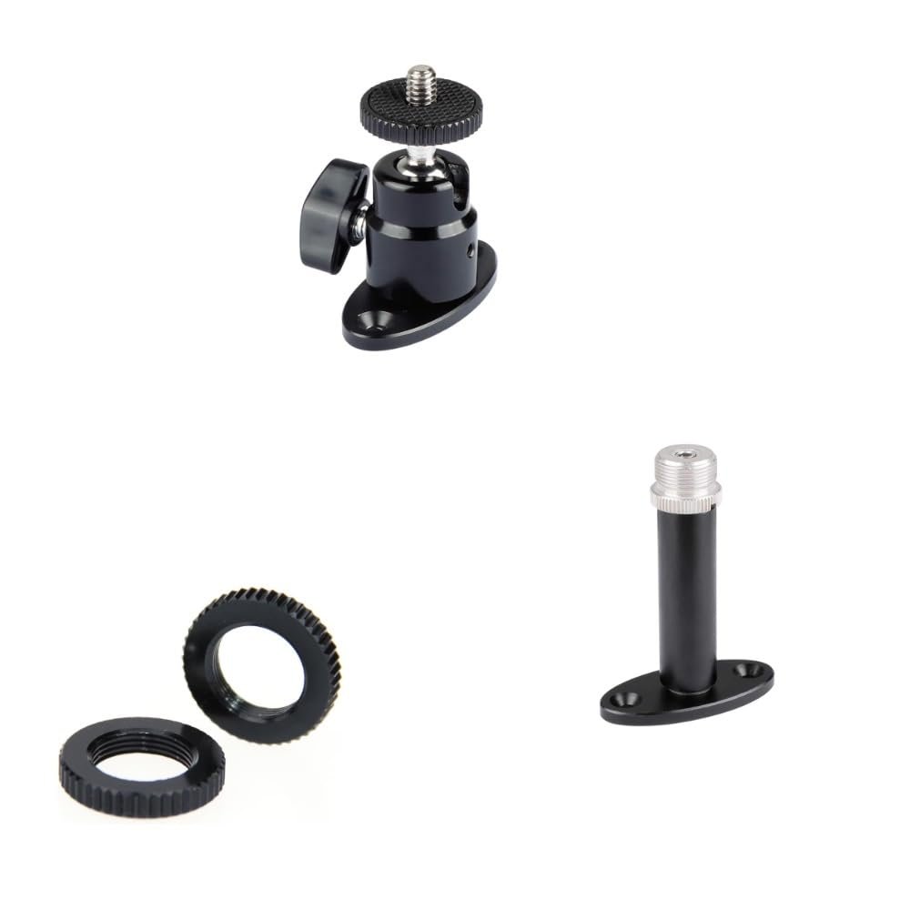 CAMVATE 1/4"-20 Mini Ball Head with Ceiling Mount + Wall Mount Bracket + 5/8"-27 Dual Lock Nuts