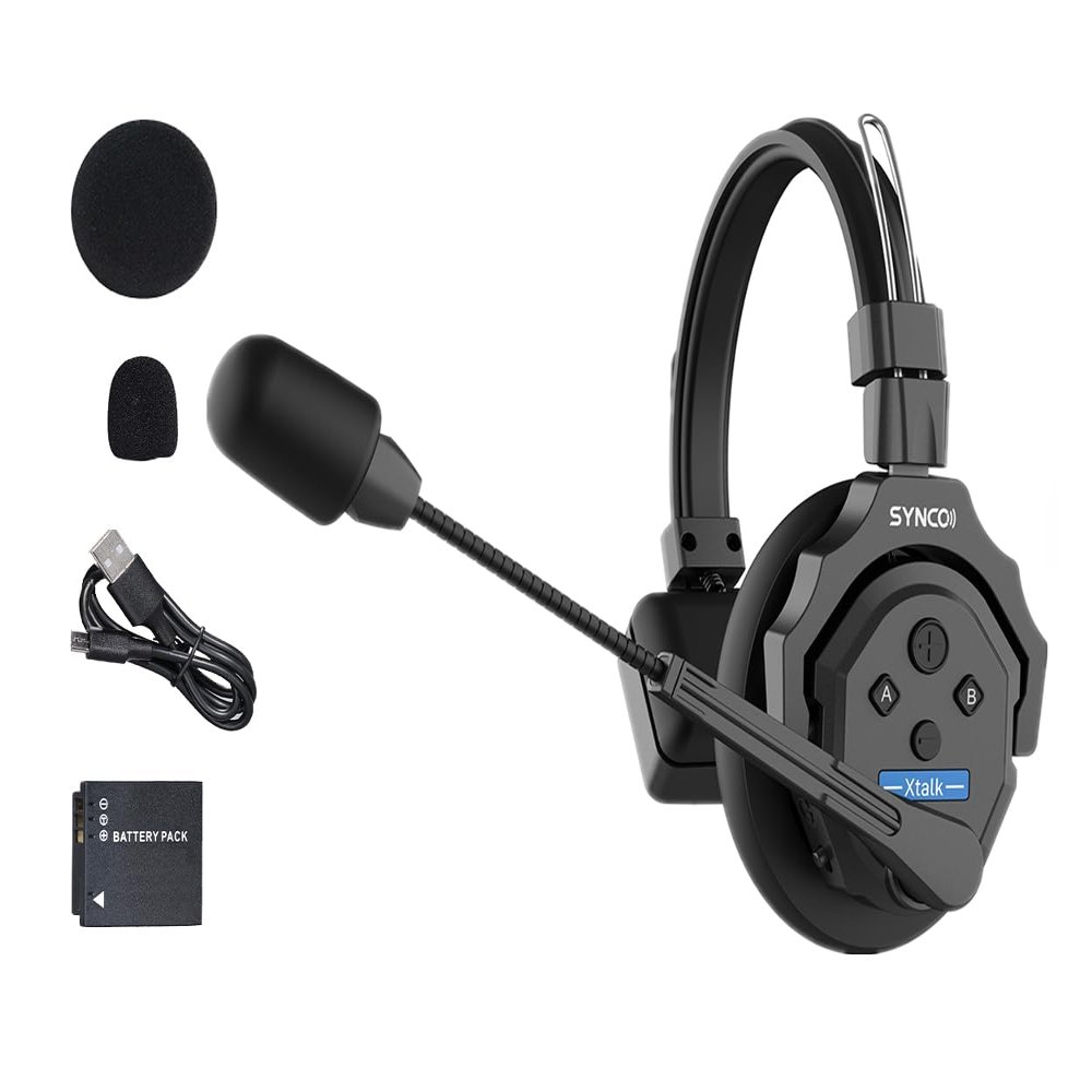 SYNCO XTalk X1 2.4GHz Wireless Headset with Microphone Intercom System Random Master Device Design for Movie Shoot Live Show Stage Performance (1 PCS)
