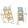 Multi-Function Ladder Folding 3 Step Ladder Stool, Foldable Solid Wood Ladder, Portable Lightweight Stepladder with Anti-Slip Wide Pedal, Wide Step Stool for Library Office Home 330lbs Drying Ladder ( view 2