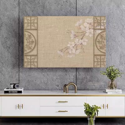 ABANO Chinese Style TV Cover Dust Proof TV Screen Protector for LCD LED - with tv Remote Control Cover, Indoor Bedroom Living Room Decoration Television Dust Cover, 24''