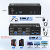 8K@60Hz KVM Switch 3 Monitors 2 Computers 4K@144Hz, DP 1.4 8K Displayport KVM Switch Triple Monitor for 2 Computer Share 3 Monitor, Audio Mic Port and 3 USB3.0 Devices, Wired Remote and 5V Adapter view 2