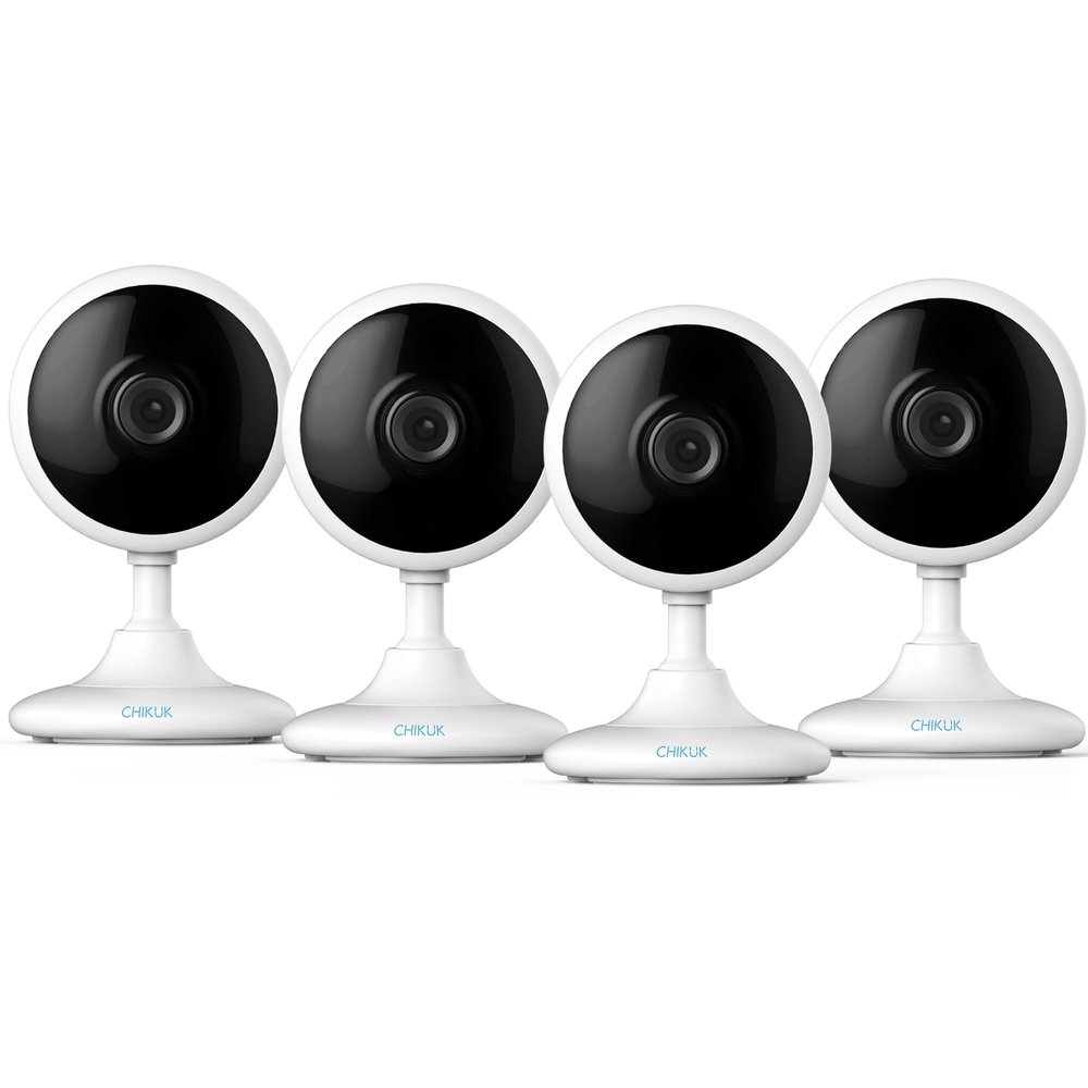 CHIKUK 2K Home Security Camera, Indoor Camera for Dog/Pet/Elder/Baby Monitor, Smart Phone App Siren, 2-Way Audio, Advanced Motion Detection Night Vision, 4pcsSD/Cloud Storage, Alexa Compatible