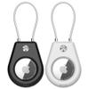 SkyArmor AirTag Secure Holder with Wire Cable, 2 Pack Air Tag Keychain Holders for Key Ring, Keys, Luggage, Backpack, Sturdy Protection Airtag Key Chain Lock Case  Black/White view 1