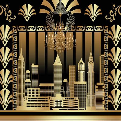 10x8ft Roaring 20's 20s Themed Backdrop Vintage Dance Black Gold Art Event Decoration Birthday Wedding Party Decoration Photo Background Booth Backdrop Decoration