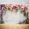 10x6.5ft Wedding Backdrop Rustic White Brick Wall Flowers Photography Background Bridal Shower Wedding Party Adults Portraits Decoration Supplies Photo Booth Props view 1