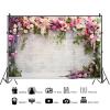 10x6.5ft Wedding Backdrop Rustic White Brick Wall Flowers Photography Background Bridal Shower Wedding Party Adults Portraits Decoration Supplies Photo Booth Props view 2