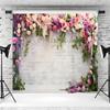 10x6.5ft Wedding Backdrop Rustic White Brick Wall Flowers Photography Background Bridal Shower Wedding Party Adults Portraits Decoration Supplies Photo Booth Props view 3