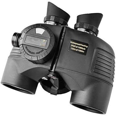 Binoculars 7X50 Marine Binoculars for Adults Waterproof with Rangefinder Compass BAK4 Prism FMC Lens Fogproof for Navigation Boating Fishing Water Sports Hunting