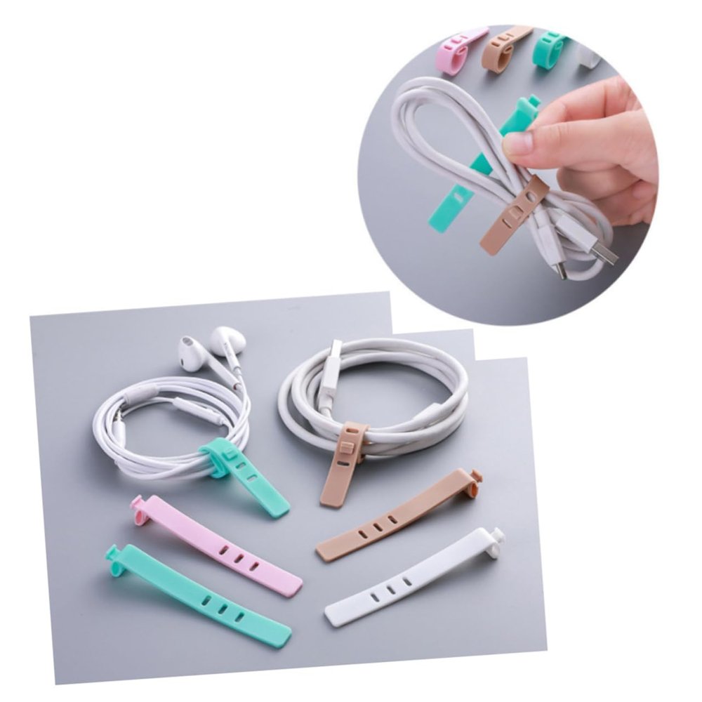 Veemoon 16pcs Silicone Data Cable Organizer Cord Anchors for Cables Management Easy to Use for Work Travel School