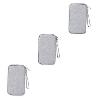 Angoily 3pcs Travel Digital Accessories Storage Bag Outdoor Power Bank Organizer USB Cable Carrying Case Grey USB Cable Bag Earphone