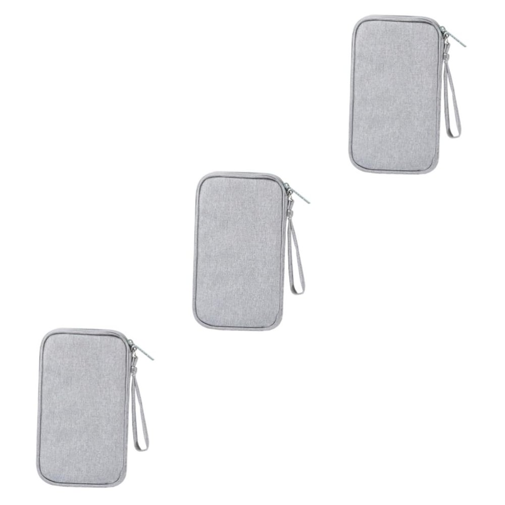 Angoily 3pcs Travel Digital Accessories Storage Bag Outdoor Power Bank Organizer USB Cable Carrying Case Grey USB Cable Bag Earphone