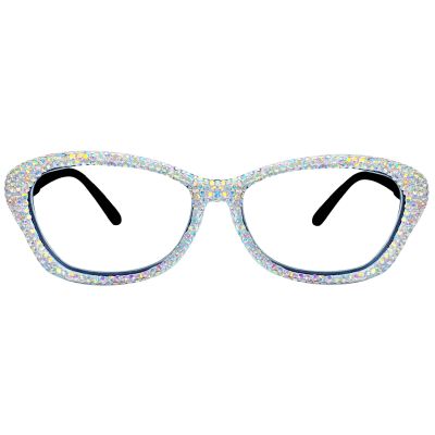 mincl Stylish bling Rhinestone Reading Glasses for Womens Diamond Designer Cat Eye Reader Trendy Anti Blue Light Glasses (AB Colorful, 3.5, x)