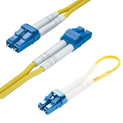10Gtek 1 Pack of 2M OS2 LC to LC Fiber Patch Cable and 1 Pack of LC Fiber Optic Loopback Adapter