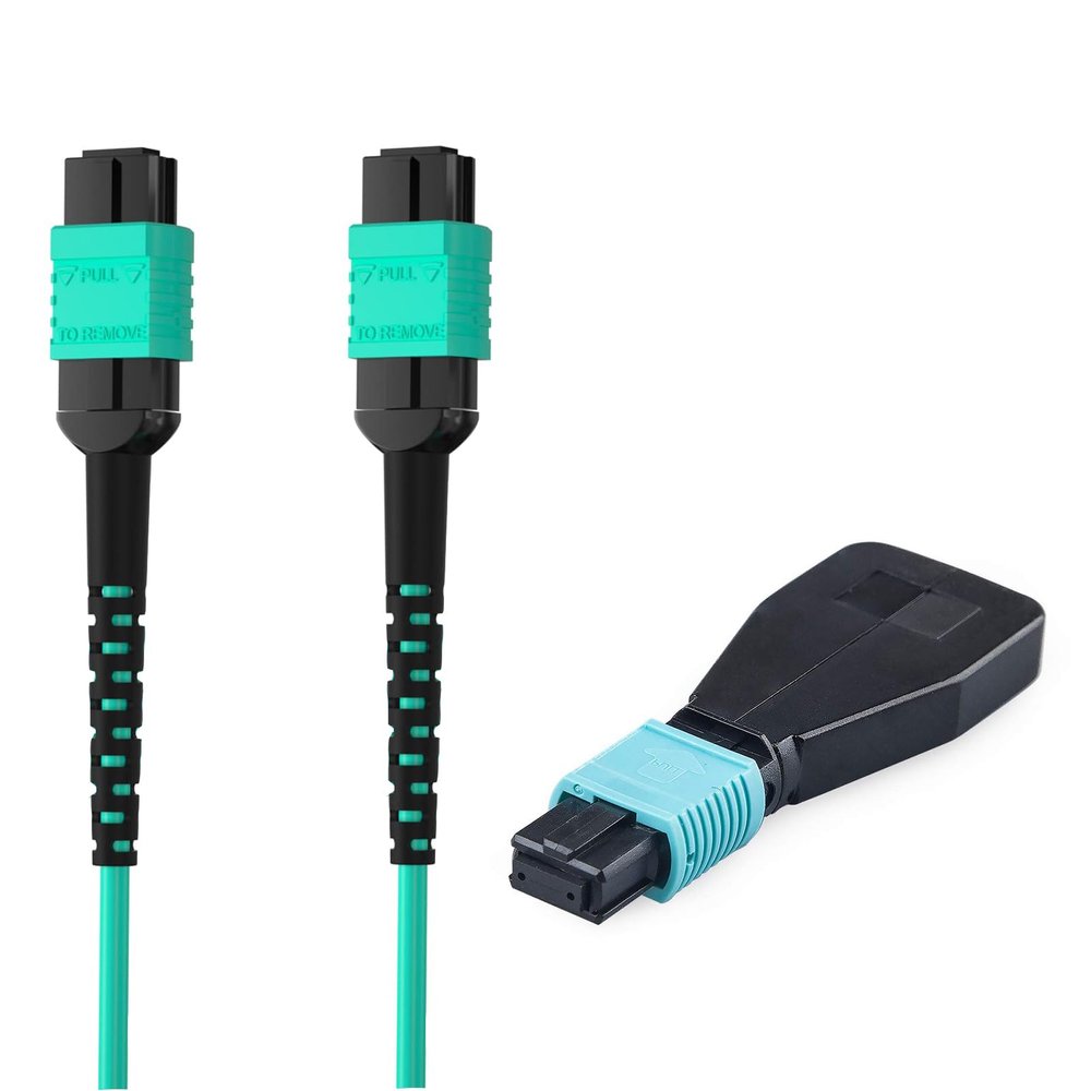10Gtek 1 Pack of 3M MPO OM3 Multimode Fiber Jumper Patch Cord and 1 Pack of MPO Fiber Optic Loopback Adapter