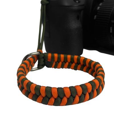 KUDAAL Camera Wrist Strap Lanyard Hand Strap Sling Adjustable Quick Release Paracord Braided Camera Strap Wristband for Photographers Camera Flashlight Accessory (Orange Green)