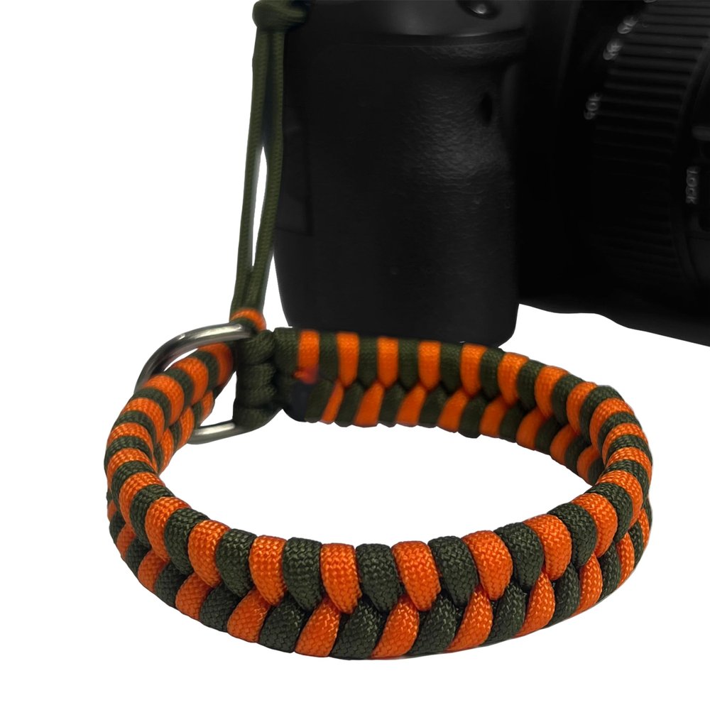 KUDAAL Camera Wrist Strap Lanyard Hand Strap Sling Adjustable Quick Release Paracord Braided Camera Strap Wristband for Photographers Camera Flashlight Accessory (Orange Green)