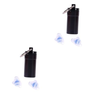 FOMIYES 2pairs Blue Silicone Musician Filter Earplugs for Noise Reduction Comfortable Reusable Ear Protection for Concerts Festivals and Events Portable Storage Bottle