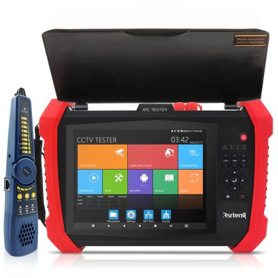 Rsrteng CCTV Tester 8K 32MP 12MP IP Camera Test POE++ Max 90W POE Camera Tester 2CH SFP Port WiFi Network Tools Cable Test HD VGA Power Output POE++ Detect Power Management