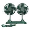 KACEPAR Car Fan Double-head USB 360 Rotation Car Mini Fan, Multifunctional Three-speed Fan for Home and Car, Green view 1