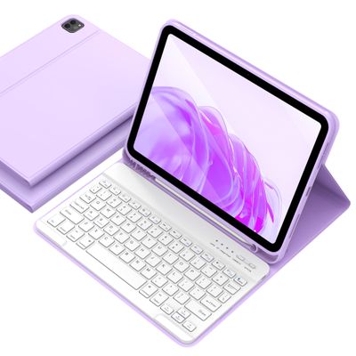 aMZCaSE for iPad Air 11 inch Case with Keyboard (M3/M2,2025/2024), iPad Pro 11 inch Air 5th 4th Generation Case with Keyboard, Detachable Folio Cover for Pro 11 (4th/3rd/2nd/1st), Light Purple