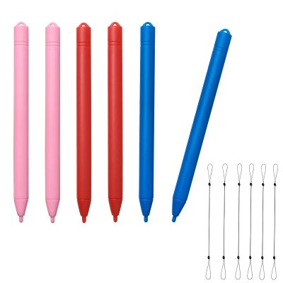 Replacement Stylus Drawing Pen for LCD Writing Tablets with 6 Elastic Lanyards Colorful Stylus Pen for Kids Drawing Tablet Compatible with Boogie Board Pen for LCD Drawing Pad for Kids 4.8" 6 PCS