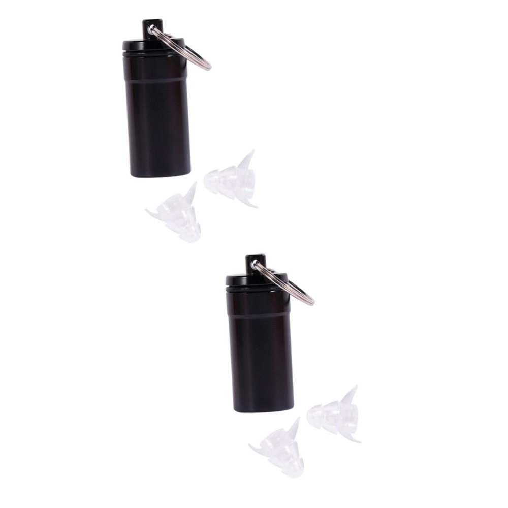 FOMIYES 2pairs Silicone Musician Earplugs Noise Reduction Reusable Hearing for Concerts Events Comfortable Fit Includes Black Travel Bottle Washable