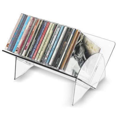 CollectHall 2 Pack CD Holder, Clear Plastic CD Organizer, DVD Holder CD Storage Shelf, Hold Up to 48 CDs