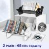 CollectHall 2 Pack CD Holder, Clear Plastic CD Organizer, DVD Holder CD Storage Shelf, Hold Up to 48 CDs view 3