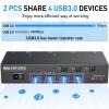 4K Dual Monitor KVM Switch, 2 Monitors 3 Computers 4K 144Hz USB 2.0 Extended Display KVM Switcher with 4 USB Ports and Multiple Cables (US Plug) view 3