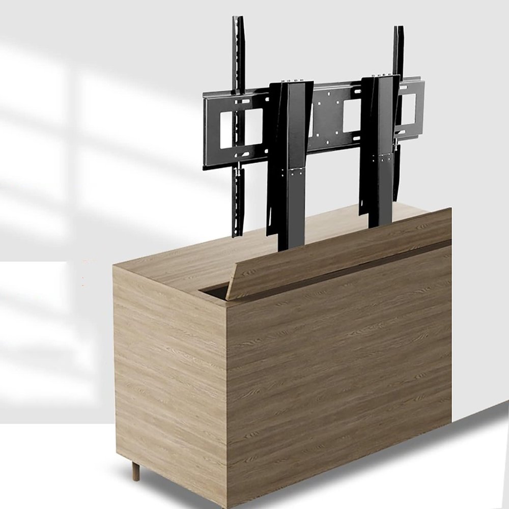 EoxinDm Wall Mount TV Bracket, Adjustable TV Mount Bracket, Tv Motorized Lift, Tv Lift Mechanism with Remote, Dual Motor Lift Stroke 150cm/59.0inch, for 55"" - 120"" TVs Up to 130kg/286lb, Black