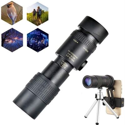 Binoculars 4K 10-300X30mm Super Telephoto Zoom Monocular Telescope Waterproof Hiking Low-Light High Definition Monocular Telescope with Tripod and Clip