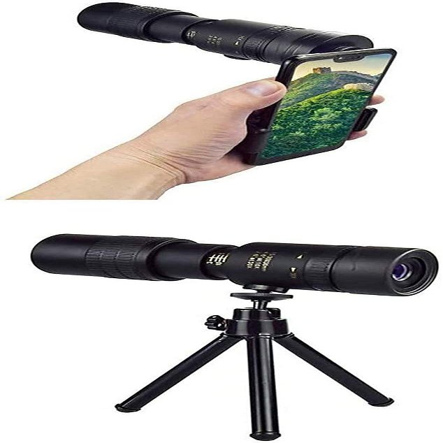 RFJYGWQM Binoculars Retractable Compact Monocular 50X60 High Power BAK4 Prism Low NightScope Waterproof Telescope Fully Multi with Smartphone Holder Tripod